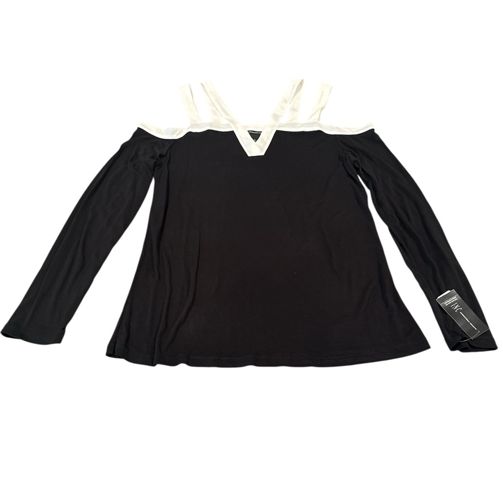 I.N.C. Elegant Black and White Women's Top, NWT, Size-M, Macys Womens Top